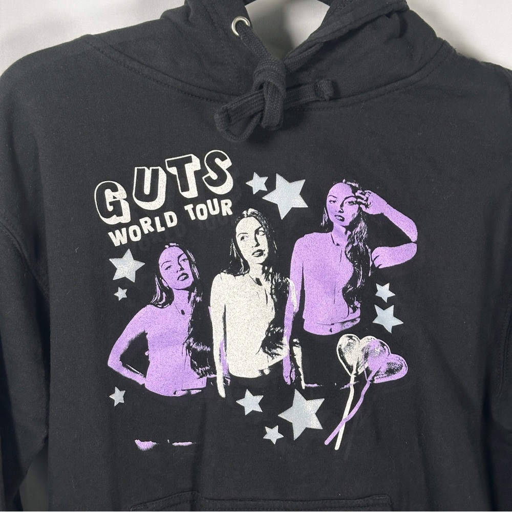 Olivia Rodrigo GUTS Tour Merch Hoodie Black Purple Graphic Spill Ur Guts Small - Picture 5 of 12